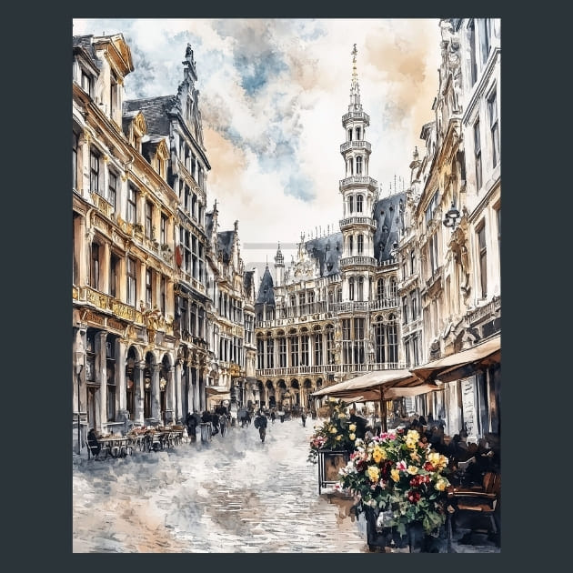 Belgium Brussels Grand Place Street View Metal Wall Art and Desktop Mouse Pad by X2Metal