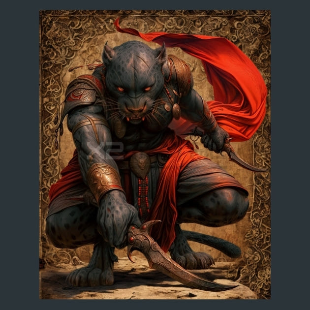 Beninese Panther Warriors - Alpha Animals Metal Wall Art and Desktop Mouse Pad by X2Metal