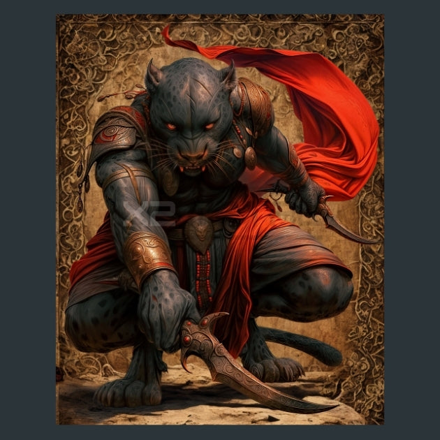 Beninese Panther Warriors - Alpha Animals Metal Wall Art and Desktop Mouse Pad by X2Metal