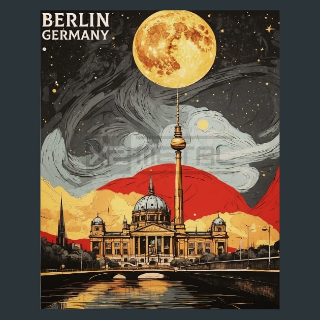Berlin 2 Germany Metal Wall Art and Desktop Mouse Pad by X2Metal