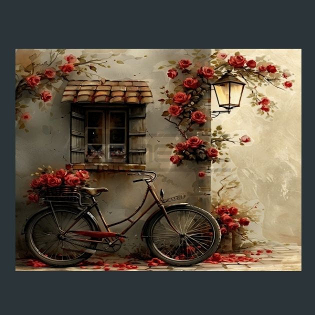 Bicycle in Tuscany 12 Metal Wall Art and Desktop Mouse Pad by X2Metal