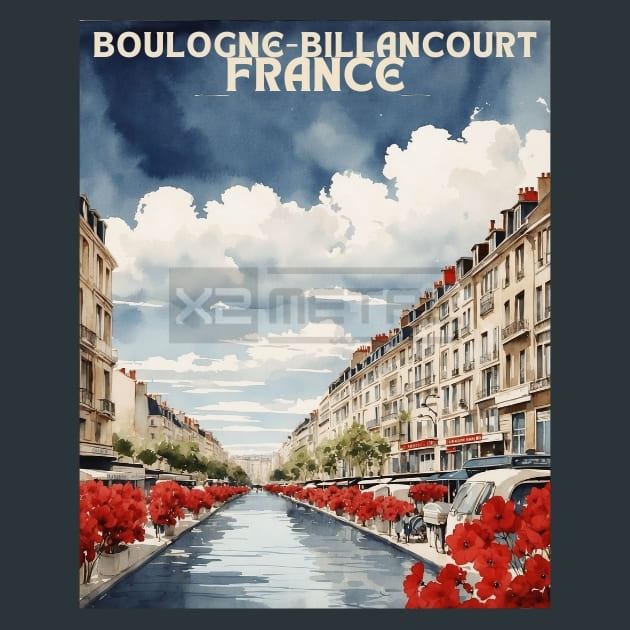 Billancourt France Metal Wall Art and Desktop Mouse Pad by X2Metal