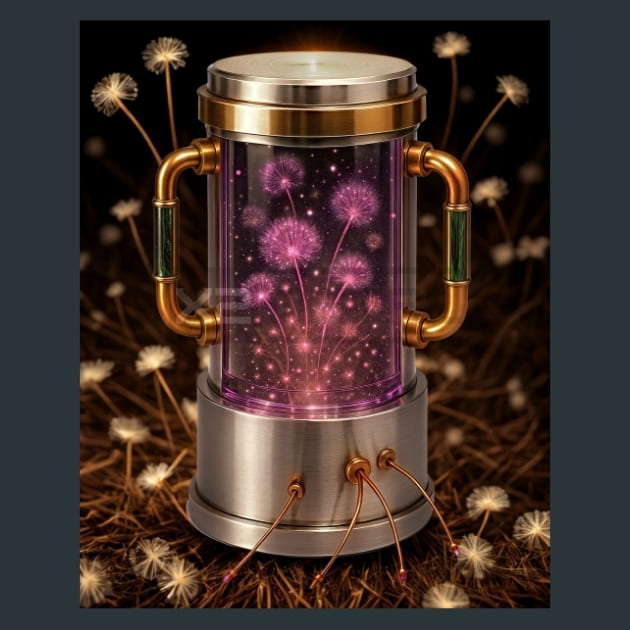 Bio-Luminescent Display Cylinder-Steampunk Metal Wall Art and Desktop Mouse Pad by X2Metal