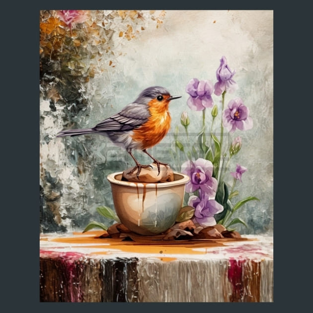 Bird and Orchid 14 Metal Wall Art and Desktop Mouse Pad by X2Metal