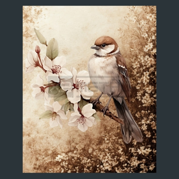 Bird and Orchid 16 Metal Wall Art and Desktop Mouse Pad by X2Metal