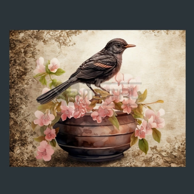 Bird and Orchid 18 Metal Wall Art and Desktop Mouse Pad by X2Metal