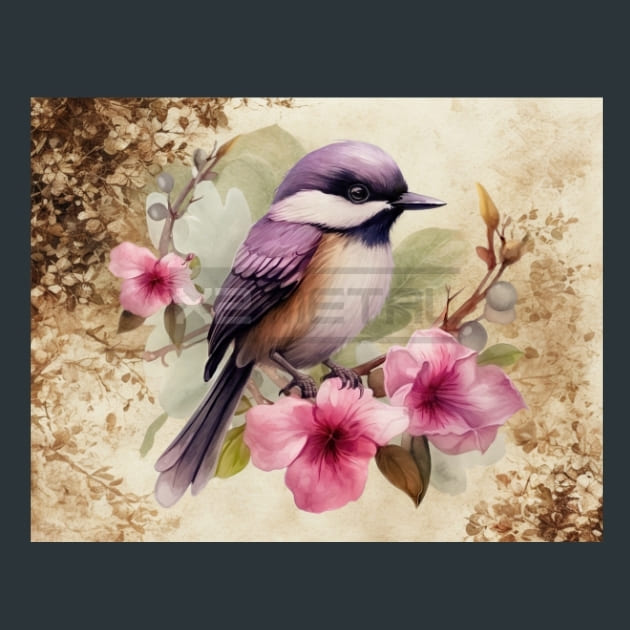 Bird and Orchid 20 Metal Wall Art and Desktop Mouse Pad by X2Metal