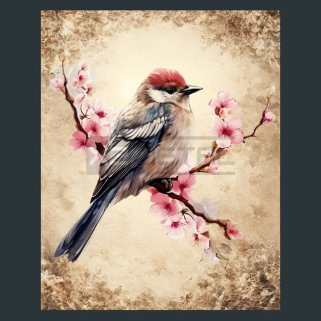 Bird and Orchid 28 Metal Wall Art and Desktop Mouse Pad by X2Metal