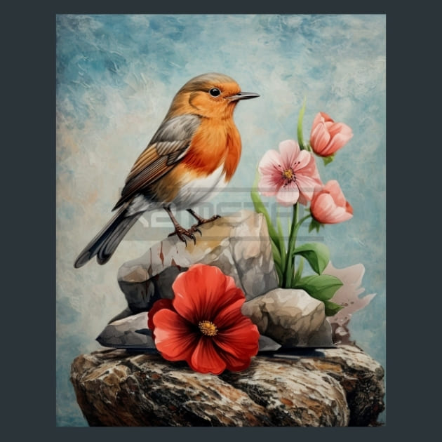 Bird and Orchid 30 Metal Wall Art and Desktop Mouse Pad by X2Metal