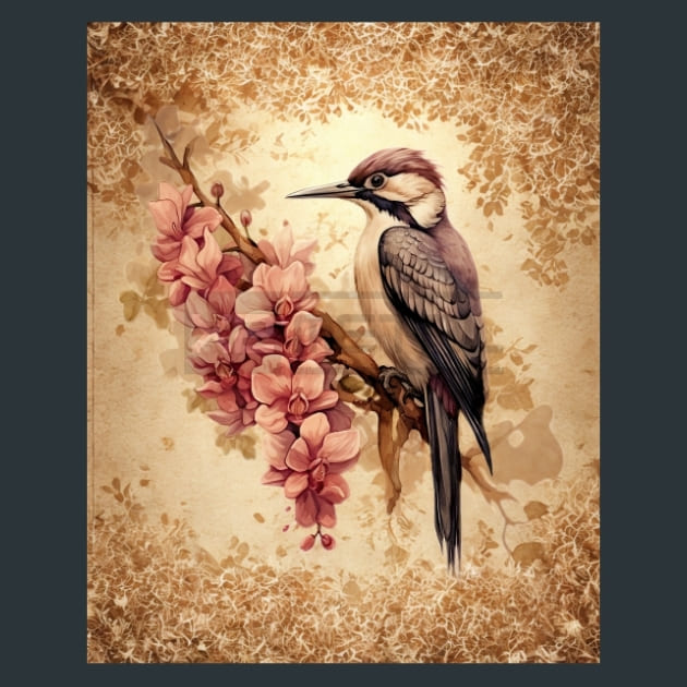 Bird and Orchid 5 Metal Wall Art and Desktop Mouse Pad by X2Metal