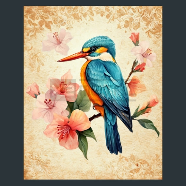 Bird and Orchid 8 Metal Wall Art and Desktop Mouse Pad by X2Metal
