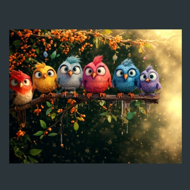 Birds on a Branch 22 Metal Wall Art and Desktop Mouse Pad by X2Metal