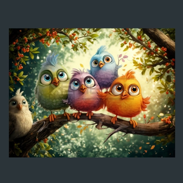 Birds on a Branch 23 Metal Wall Art and Desktop Mouse Pad by X2Metal