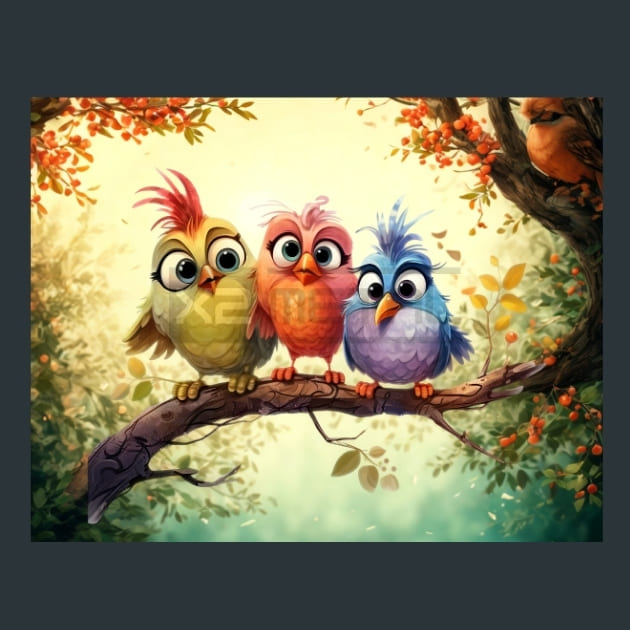 Birds on a Branch 24 Metal Wall Art and Desktop Mouse Pad by X2Metal
