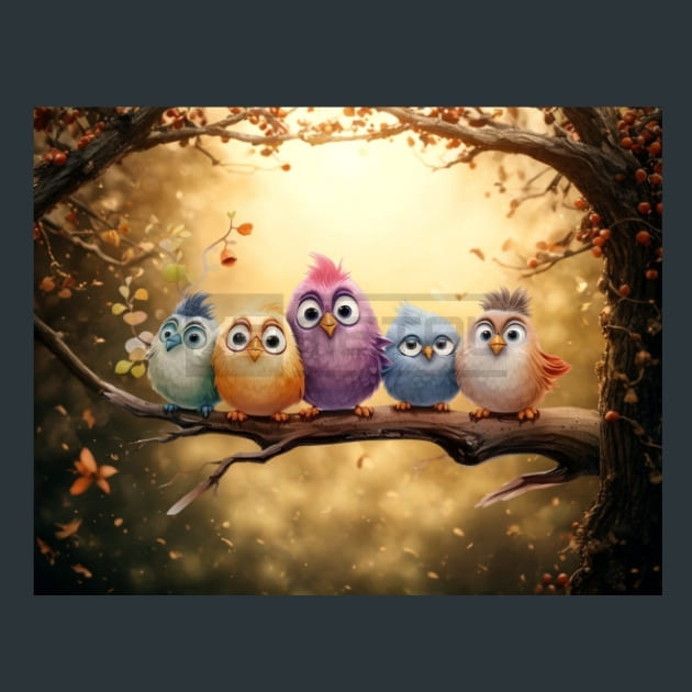 Birds on a Branch 4 Metal Wall Art and Desktop Mouse Pad by X2Metal