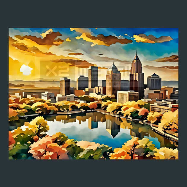 Birmingham Alabama skyline Metal Wall Art and Desktop Mouse Pad by X2Metal