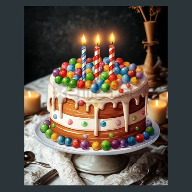 Birthday Cake 14 Metal Wall Art and Desktop Mouse Pad by X2Metal
