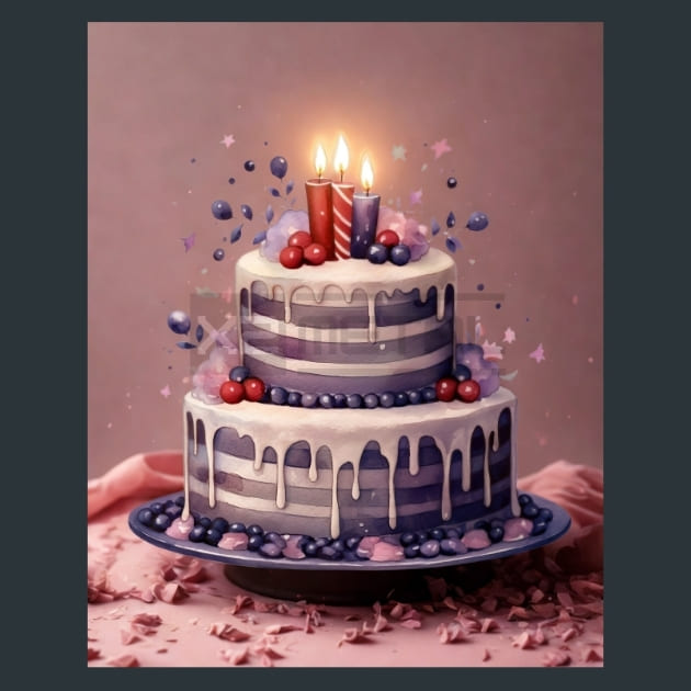 Birthday Cake 24 Metal Wall Art and Desktop Mouse Pad by X2Metal