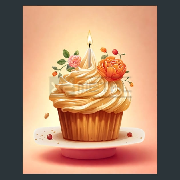 Birthday Cupcake 14 Metal Wall Art and Desktop Mouse Pad by X2Metal