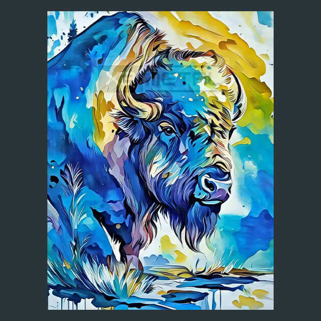 Bison Charge Metal Wall Art and Desktop Mouse Pad by X2Metal