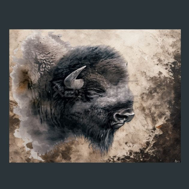 Bison Plains 03 Metal Wall Art and Desktop Mouse Pad by X2Metal