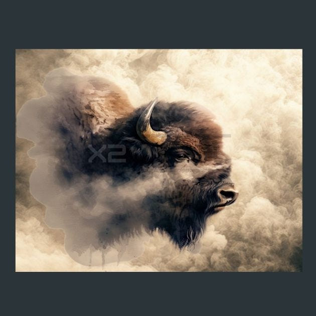 Bison Plains 04 Metal Wall Art and Desktop Mouse Pad by X2Metal