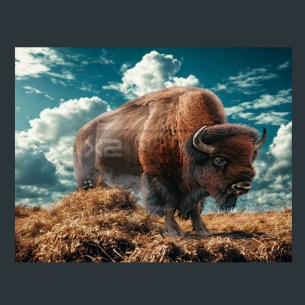 Bison Plains 05 Metal Wall Art and Desktop Mouse Pad by X2Metal