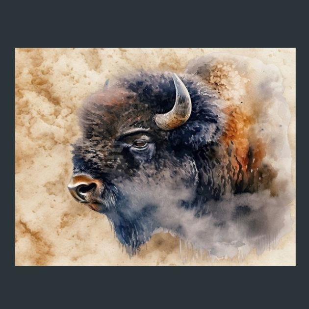Bison Plains 08 Metal Wall Art and Desktop Mouse Pad by X2Metal