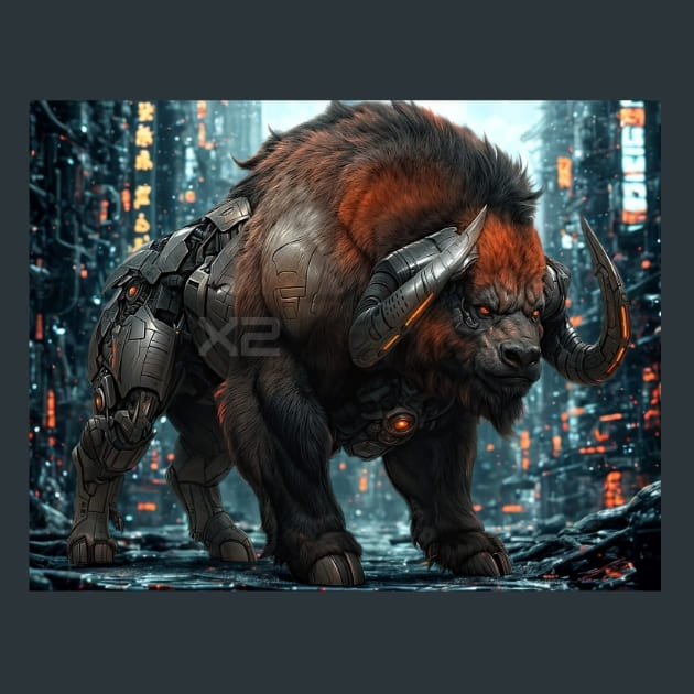 Bison Mechanimals Metal Wall Art and Desktop Mouse Pad by X2Metal