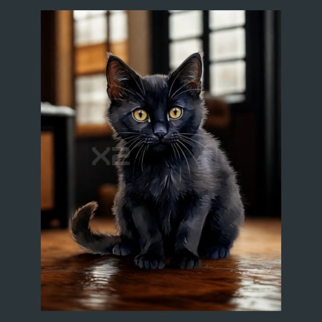 Black Cat 3 Metal Wall Art and Desktop Mouse Pad by X2Metal