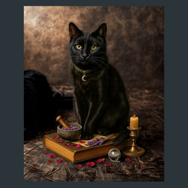 Black Cat Familiar Metal Wall Art and Desktop Mouse Pad by X2Metal