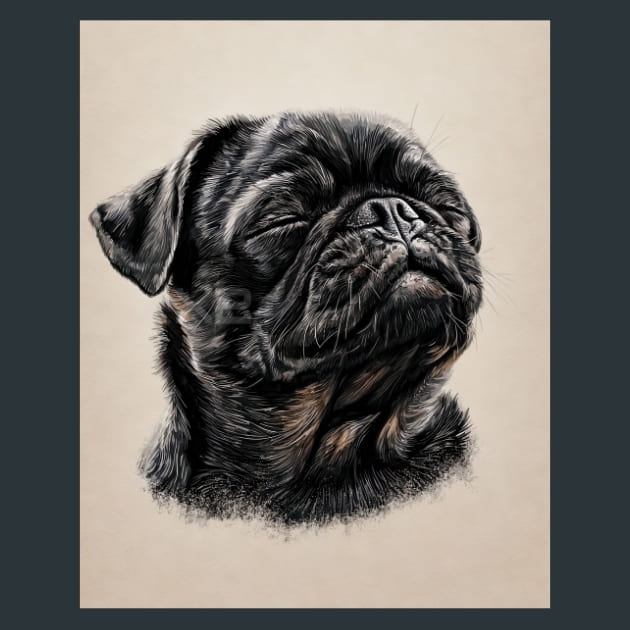 Black Pug 2 Metal Wall Art and Desktop Mouse Pad by X2Metal