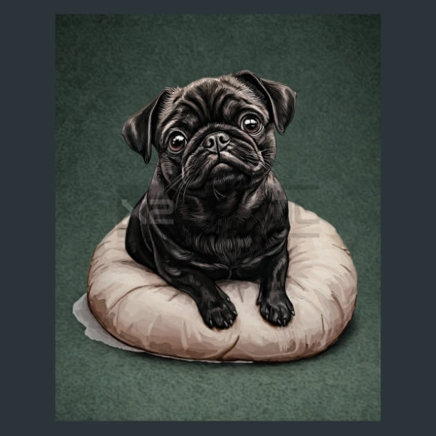 Black Pug 3 Metal Wall Art and Desktop Mouse Pad by X2Metal