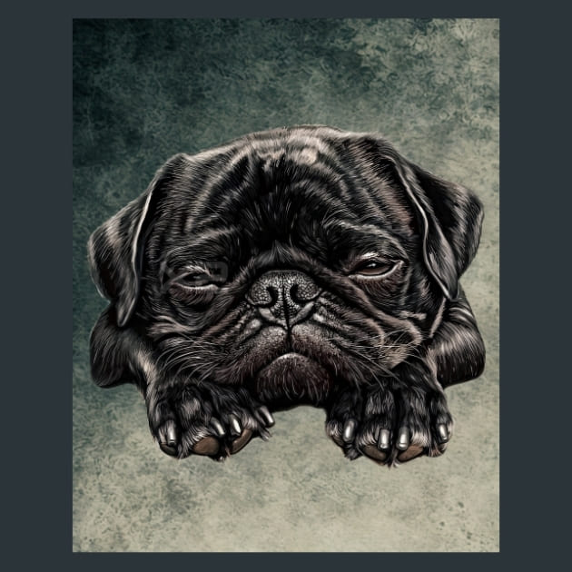 Black Pug 4 Metal Wall Art and Desktop Mouse Pad by X2Metal