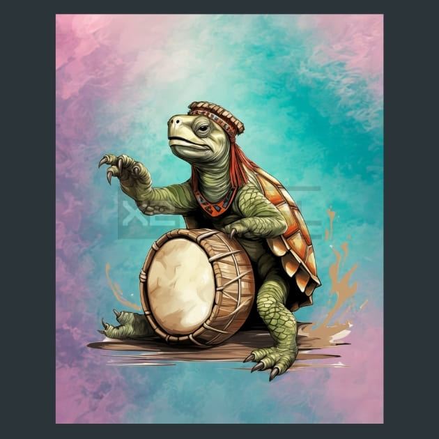 Bloom Visitor Turtle Metal Wall Art and Desktop Mouse Pad by X2Metal
