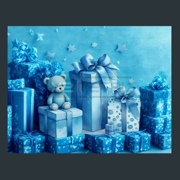 Blue Baby Shower 10 Metal Wall Art and Desktop Mouse Pad by X2Metal