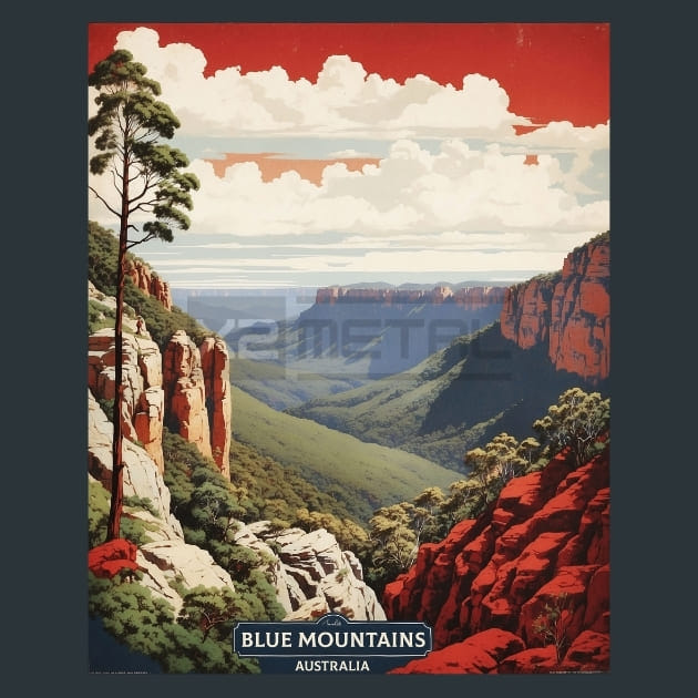 Blue Mountains Australia Metal Wall Art and Desktop Mouse Pad by X2Metal