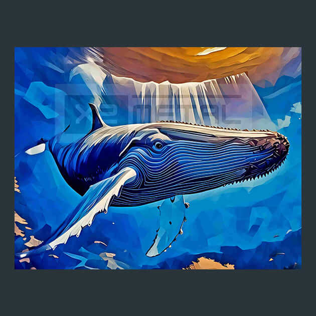 Blue Whale Delight Metal Wall Art and Desktop Mouse Pad by X2Metal