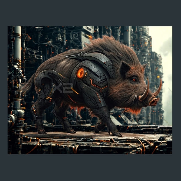 Boar Mechanimals Metal Wall Art and Desktop Mouse Pad by X2Metal