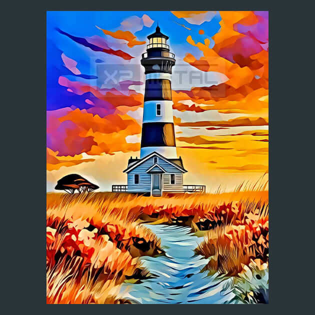 Bodie Island Lighthouse Metal Wall Art and Desktop Mouse Pad by X2Metal