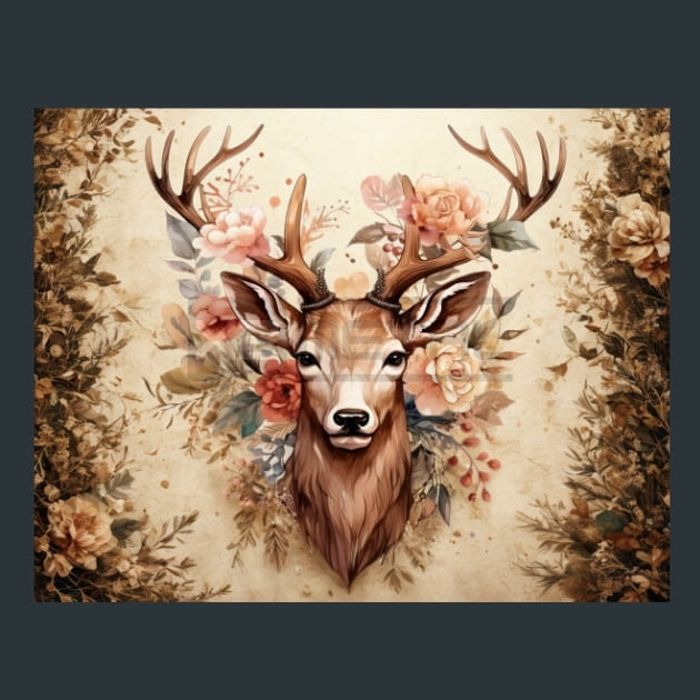 Boho Reindeer 23 Metal Wall Art and Desktop Mouse Pad by X2Metal