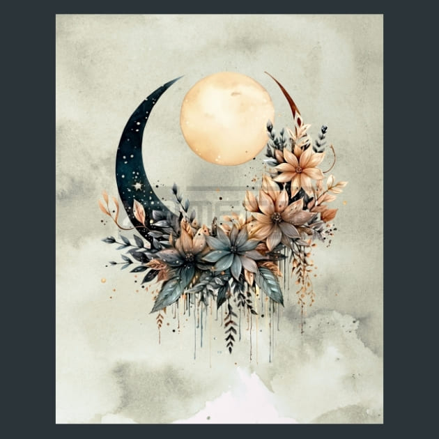 Boho moon 24 Metal Wall Art and Desktop Mouse Pad by X2Metal