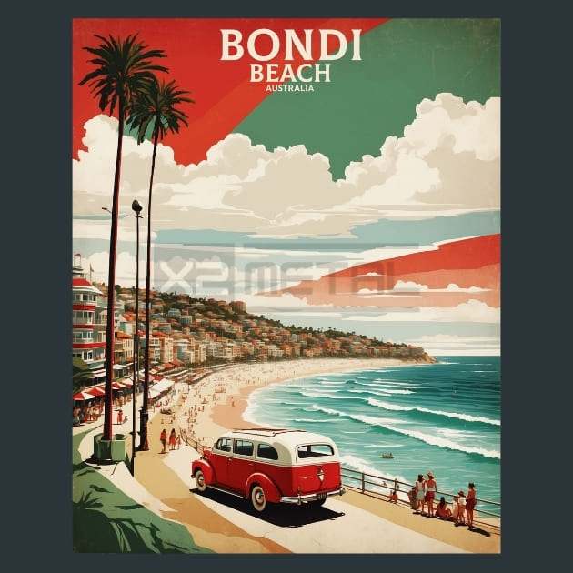 Bondi Beach Australia Metal Wall Art and Desktop Mouse Pad by X2Metal