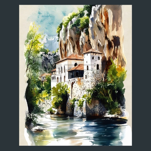 Bosnia and Herzegovina Blagaj Tekija Monastery Metal Wall Art and Desktop Mouse Pad by X2Metal