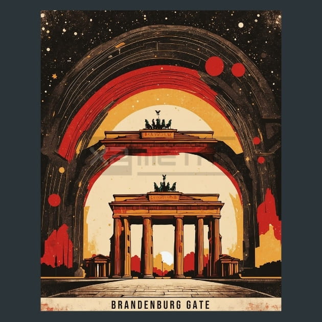 Brandenburg Gate 2 Germany Metal Wall Art and Desktop Mouse Pad by X2Metal