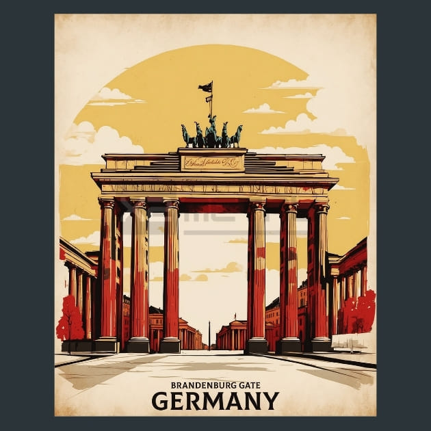Brandenburg Gate 3 Germany Metal Wall Art and Desktop Mouse Pad by X2Metal