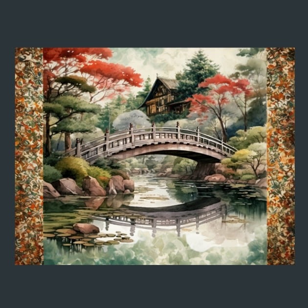 Bridge Over Stream 10 Metal Wall Art and Desktop Mouse Pad by X2Metal