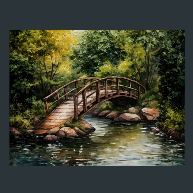 Bridge Over Stream 6 Metal Wall Art and Desktop Mouse Pad by X2Metal