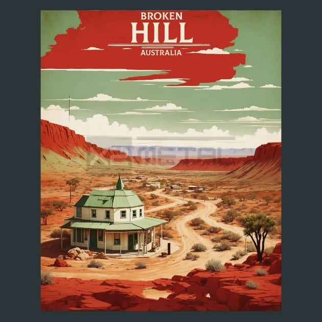 Broken Hill Australia Metal Wall Art and Desktop Mouse Pad by X2Metal