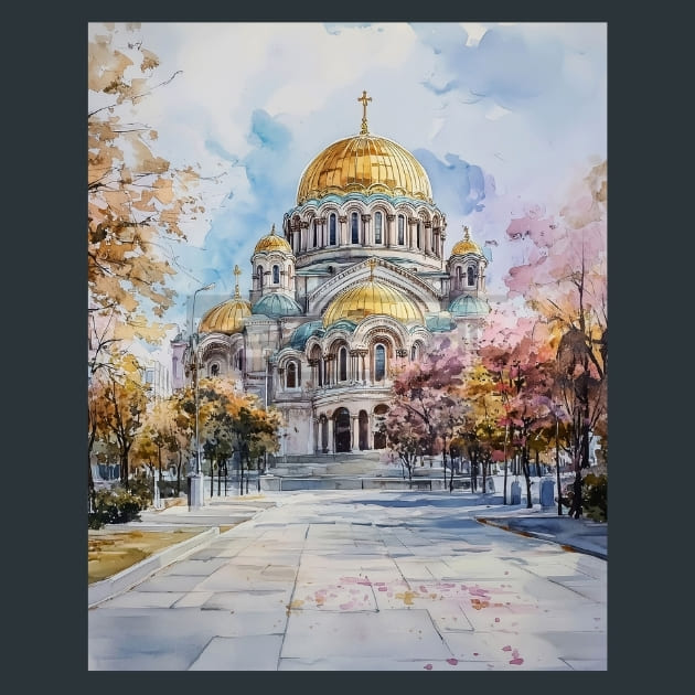 Bulgaria Sofia Alexander Nevsky Cathedral Metal Wall Art and Desktop Mouse Pad by X2Metal
